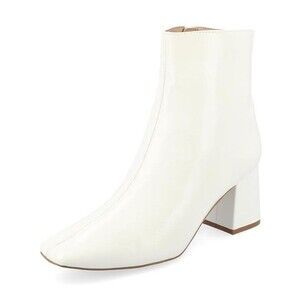 Journee Collection Womens 7.5 M White Haylinn Block Heel Ankle Booties NIB LH1
